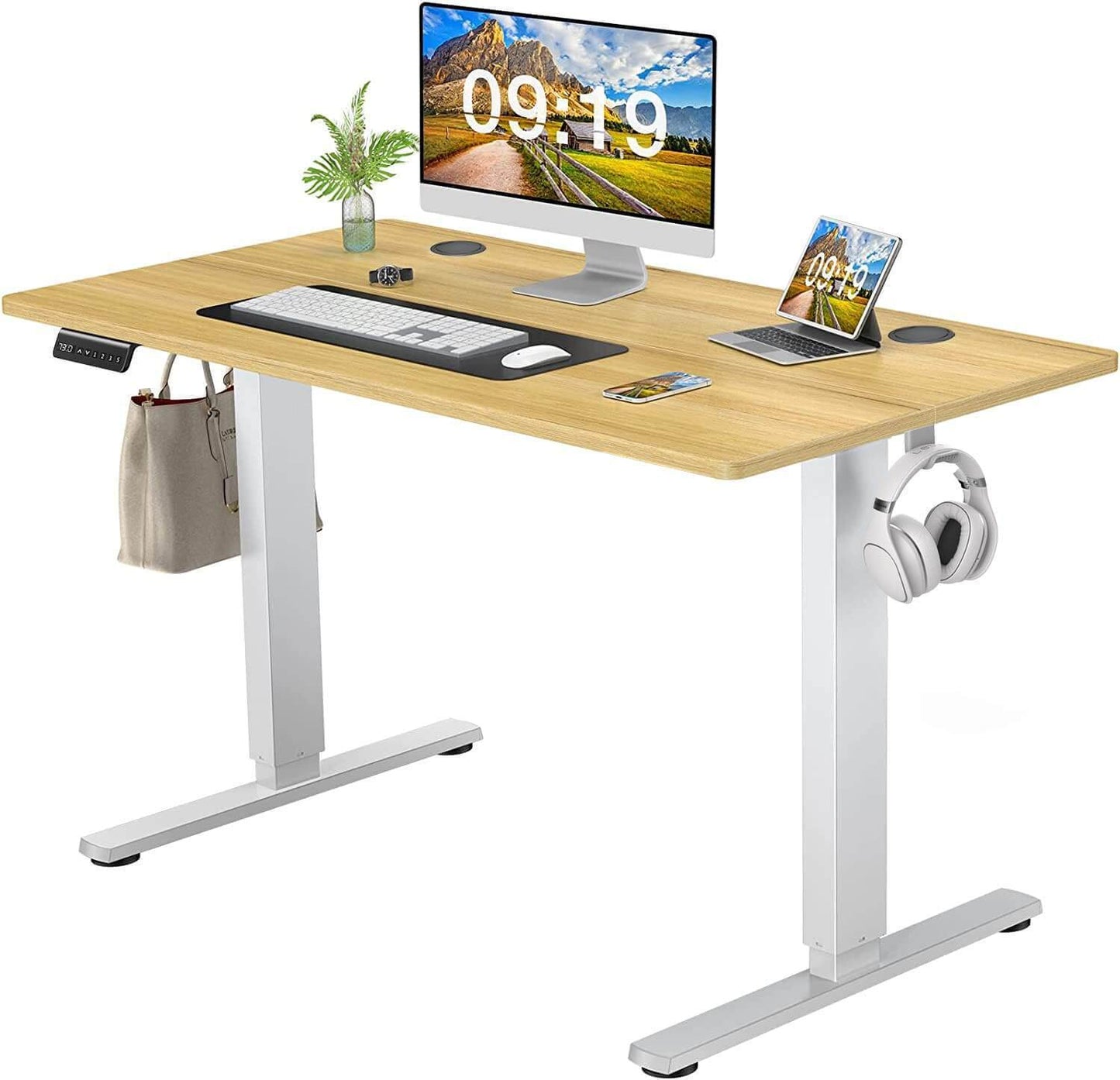 Electric Height Adjustable Standing Desk with High Weight Capacity, Yellow, 48'' x 24 - Smooth Motor System and Advanced Features