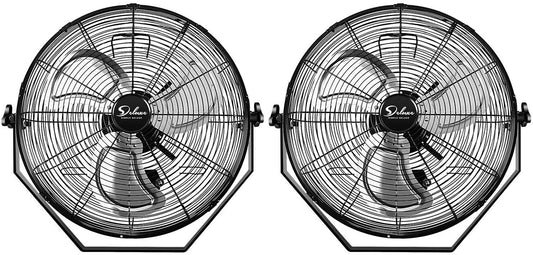 Simple Deluxe 18 Inch Industrial Wall Mount Fan, 3 Speed Commercial Ventilation Metal Fan for Warehouse, Greenhouse, Workshop, Patio, Factory and Basement - High Velocity, Black，2pack