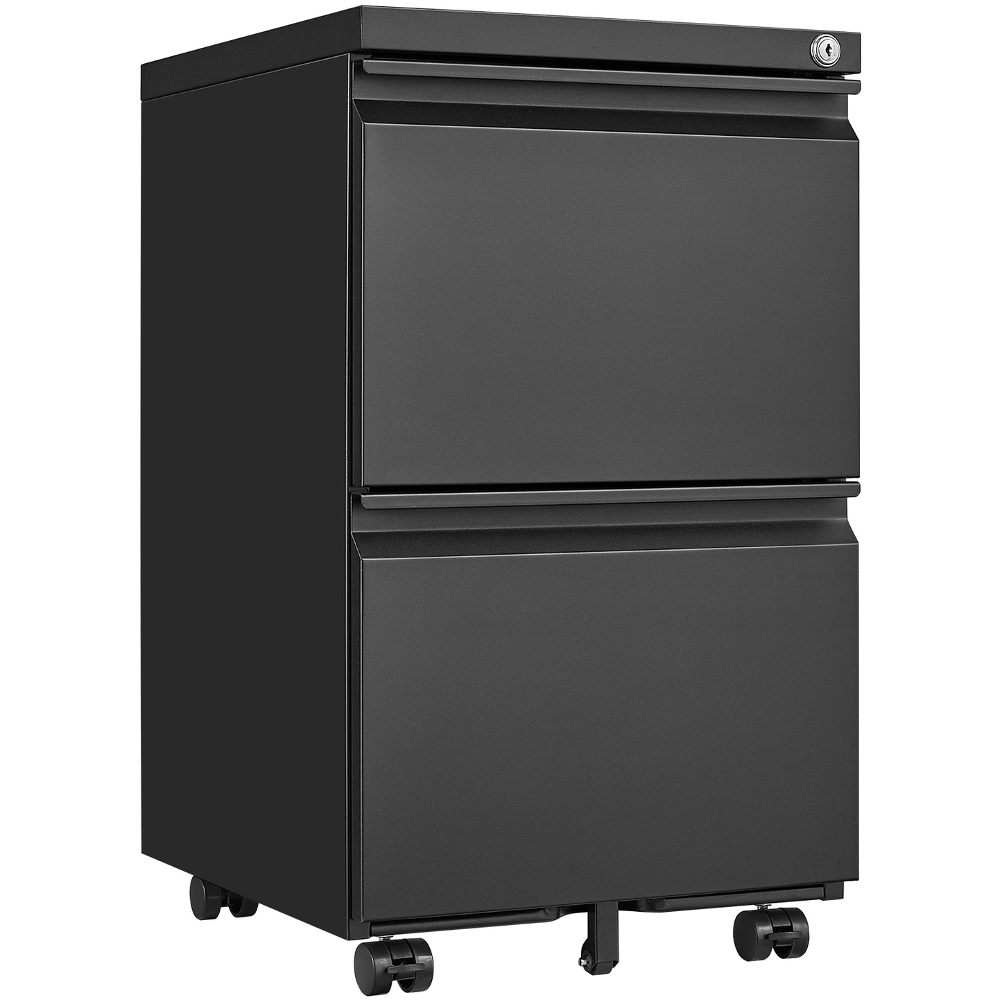 2-Drawer Black Metal Rolling File Cabinet with Lock for Home Office