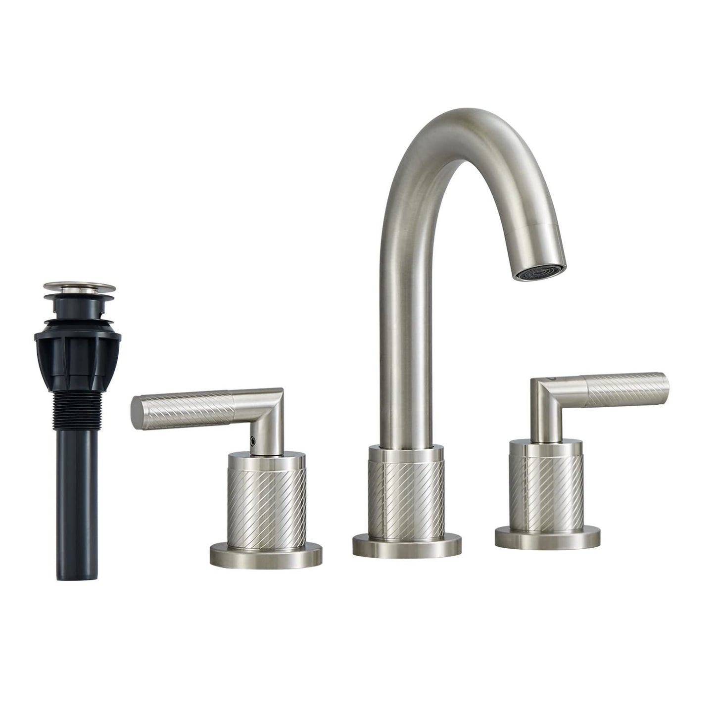 Modern Brushed Nickel Bathroom Sink Faucet with 2 Handle Widespread Design