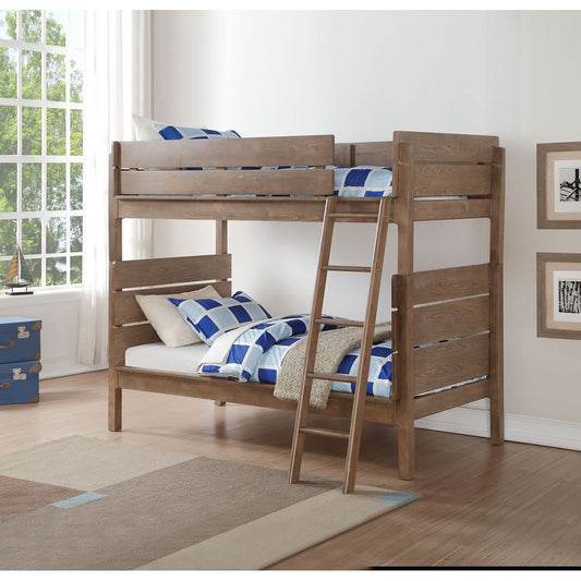 Ranta Double Twin Bunk Bed in Antique Oak