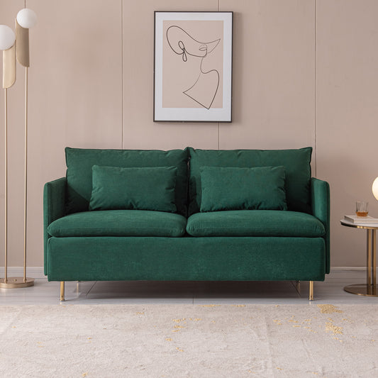 Modern Upholstered Loveseat Sofa,Emerald Cotton Linen-63.8''