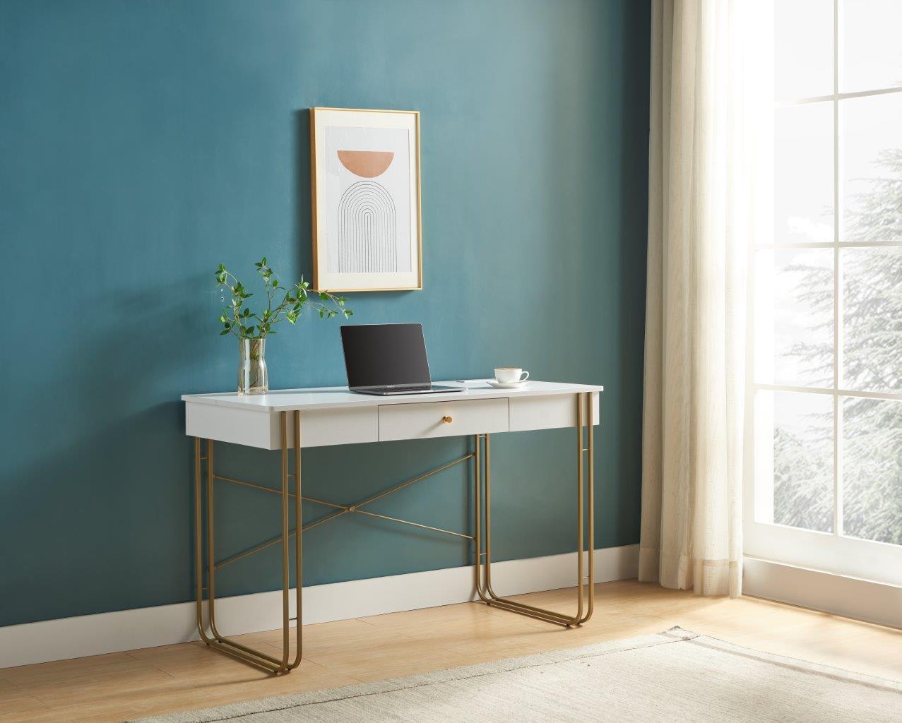 White and Gold Stylish Writing Desk