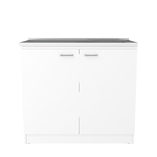 White Kitchen Utility Sink Cabinet - Durable Storage Solution