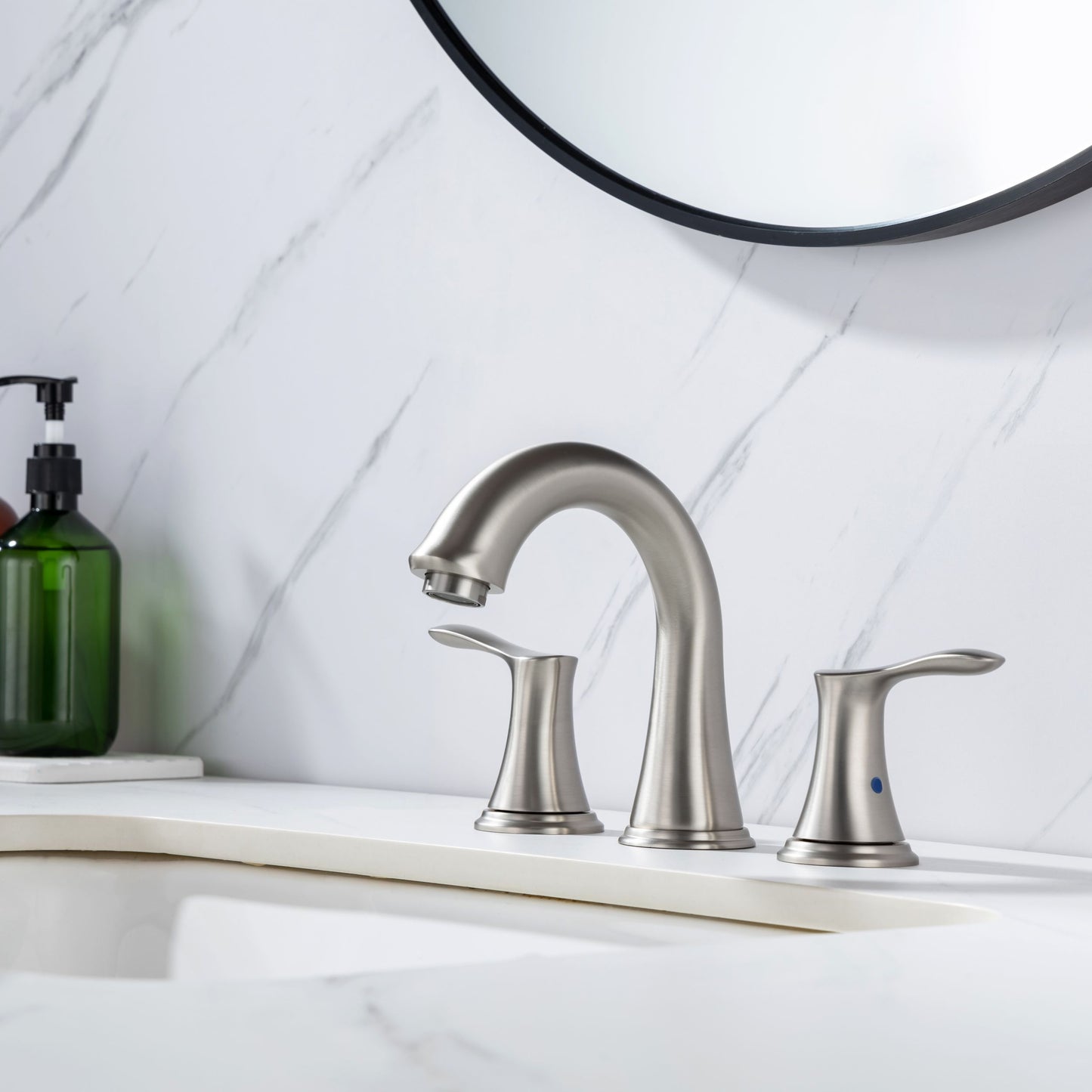 Modern Brushed Nickel Bathroom Faucet Set with Drain Assembly