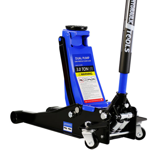 Hydraulic Racing Floor Jack 3 Ton (6600 lb) Capacity, Dual Piston Pump, Blue, Lifting Range 3.3-18.5