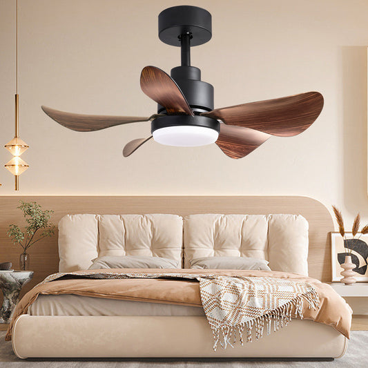 28 Inch Ceiling Fan with Lights Remote Control - Modern Black Walnut Design