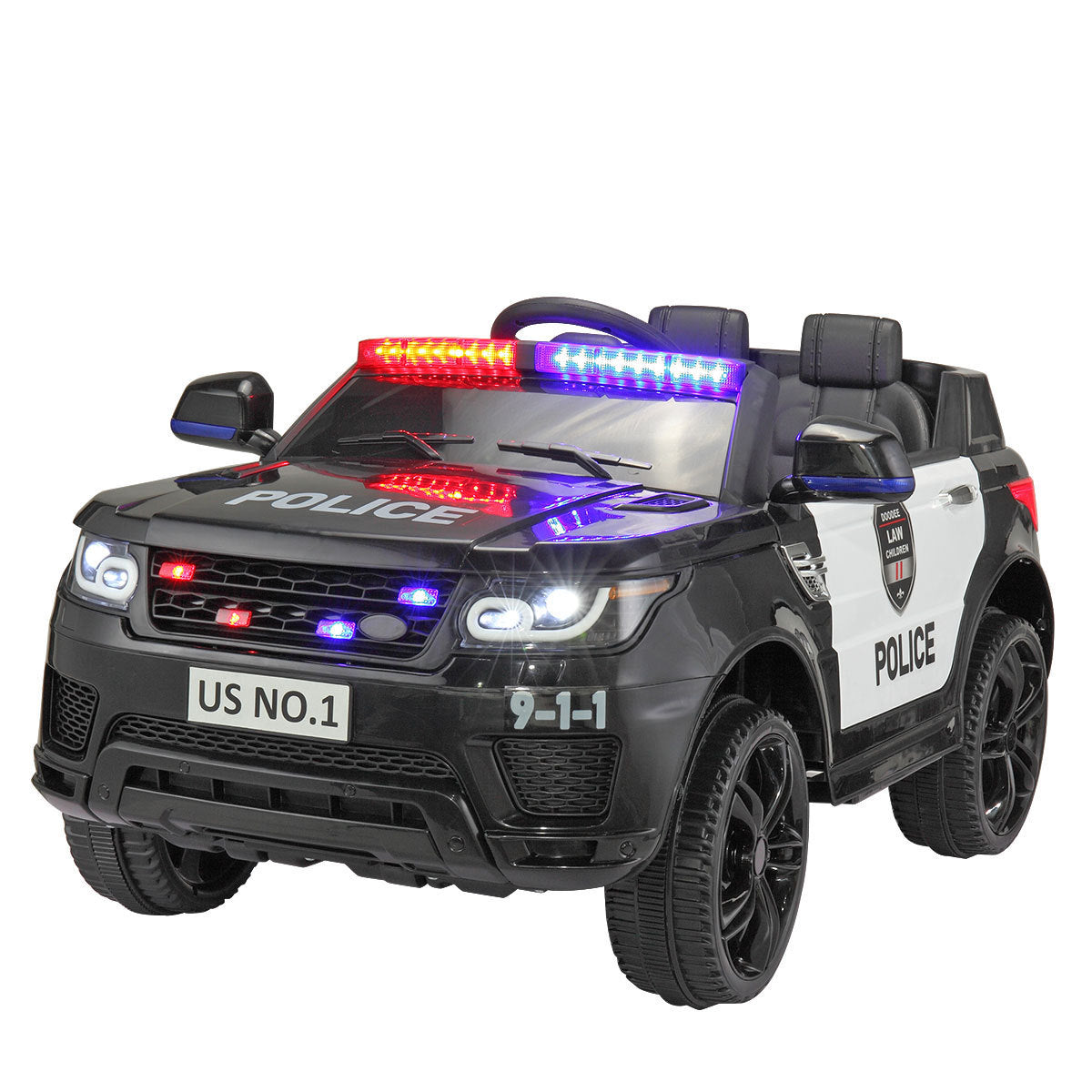 12V Ride on Police Car for Kids with Parental Remote Control, Battery Powered Electric Truck