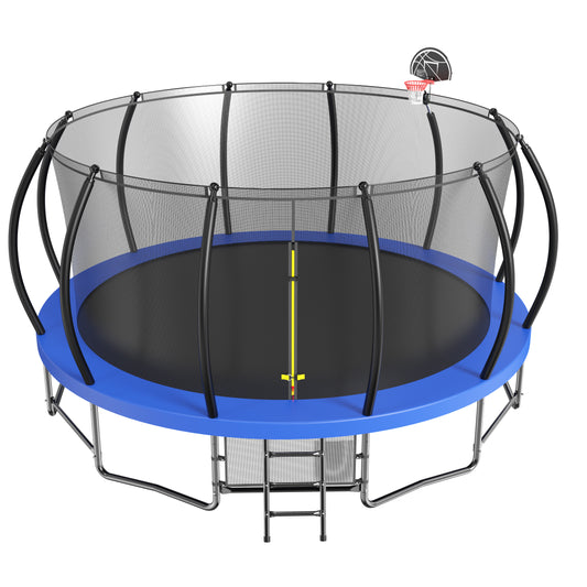 16FT Trampoline with Basketball Hoop - Recreational Trampolines with Ladder ,Shoe Bag and Galvanized Anti-Rust Coating