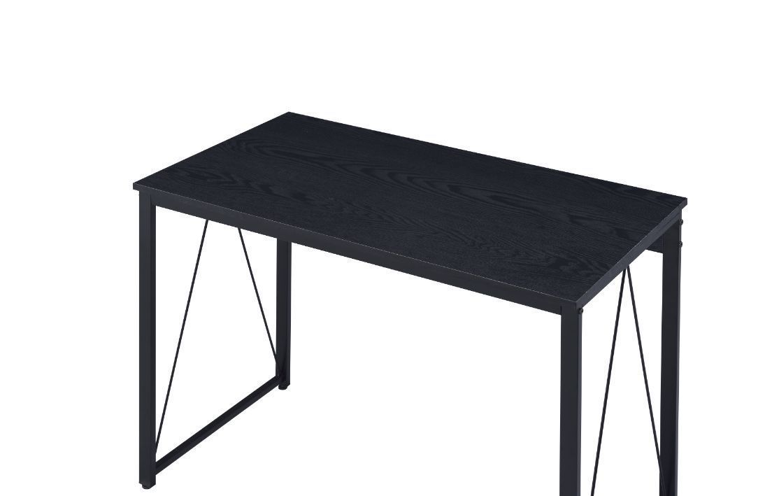 Rustic Industrial Writing Desk with Black Metal Base and Distressed Wooden Table