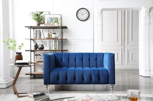 Sleek Blue Velvet 2-Seater Sofa