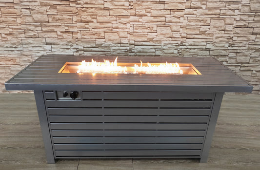 Living Source International Stainless Steel Fire Pit Table with Propane/Natural Gas and Lid