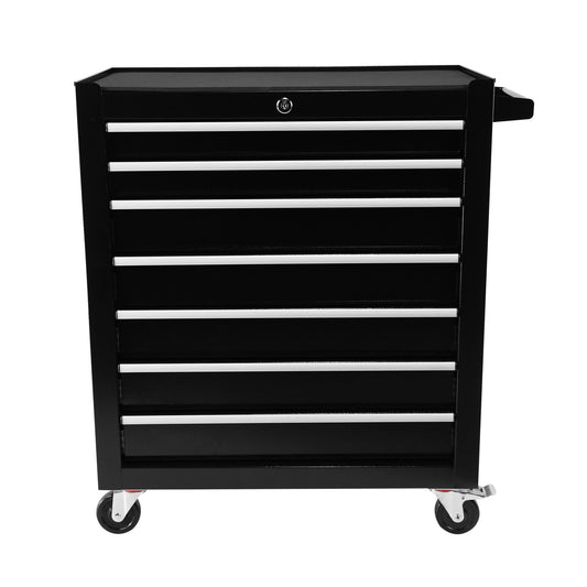 7 Drawers Rolling Tool Chest with Wheels, Portable Rolling Tool Box on Wheels, Tool Chest Organizer for Garage, Workshop, Home Crafts Use (BLACK)