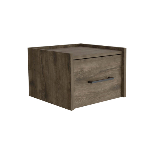 Boa Floating Nightstand, Wall-Mounted Single Drawer Design with Handle- Dark Brown - Bedroom