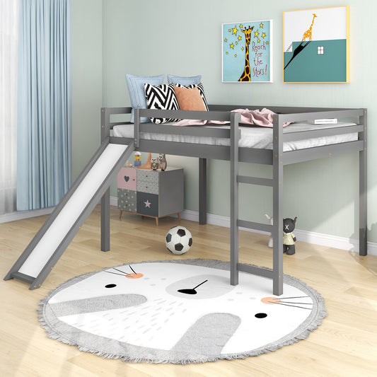 Loft Bed with Slide, Multifunctional Design, Full (Gray)( :WF281157AAE)