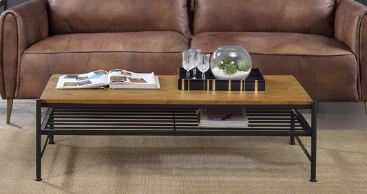 Oak & Black Industrial Coffee Table - Kande Design