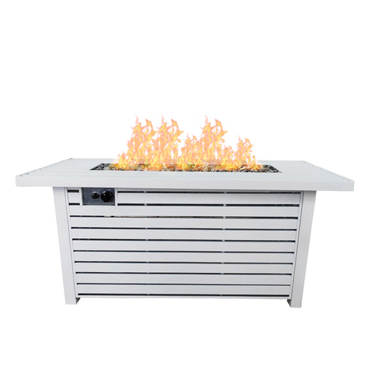24 Modern White Propane/Natural Gas Outdoor Fire Pit Table with Lid