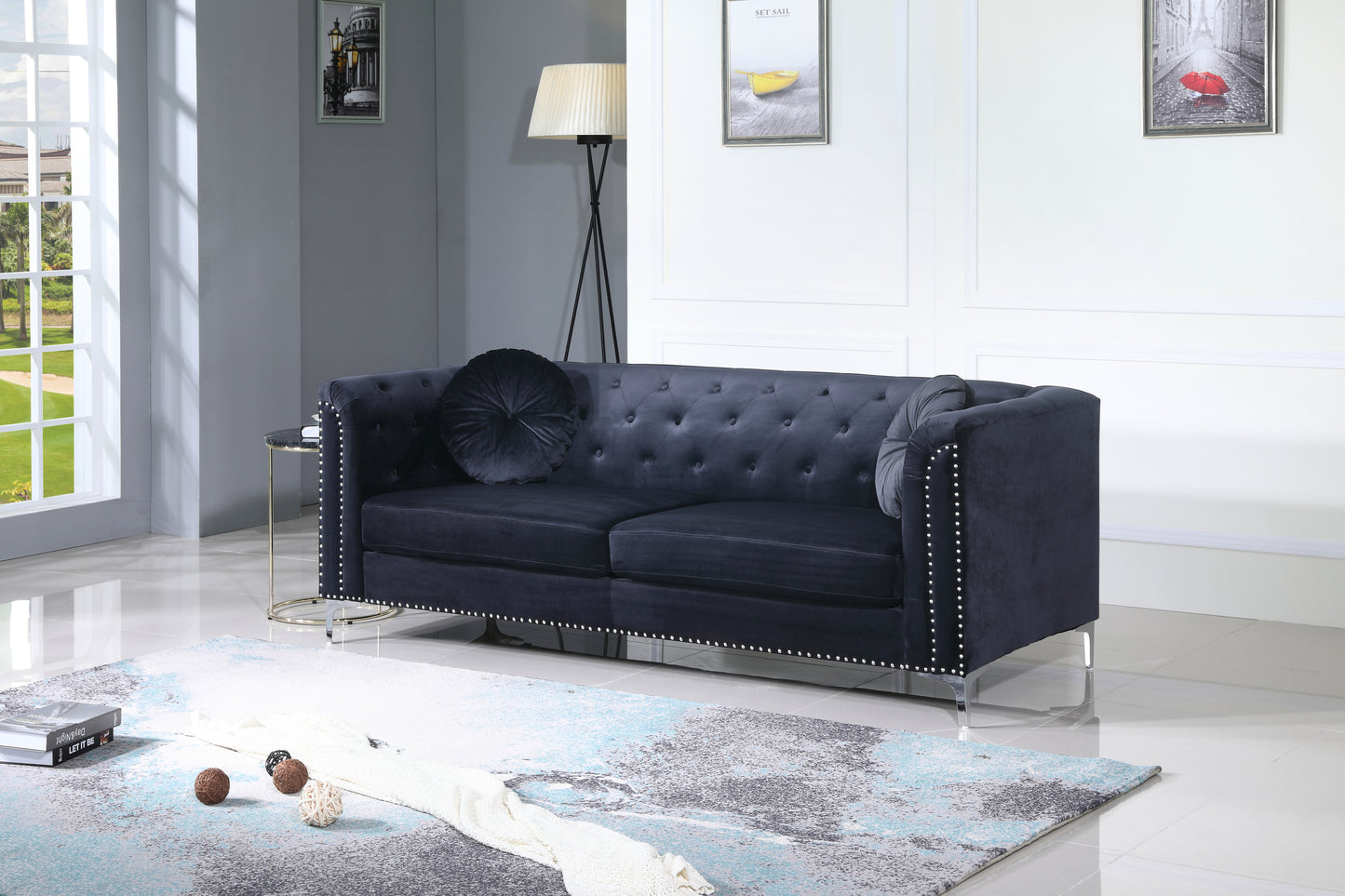 Pompano G893A-S Sofa ( 2 Boxes ) , BLACK