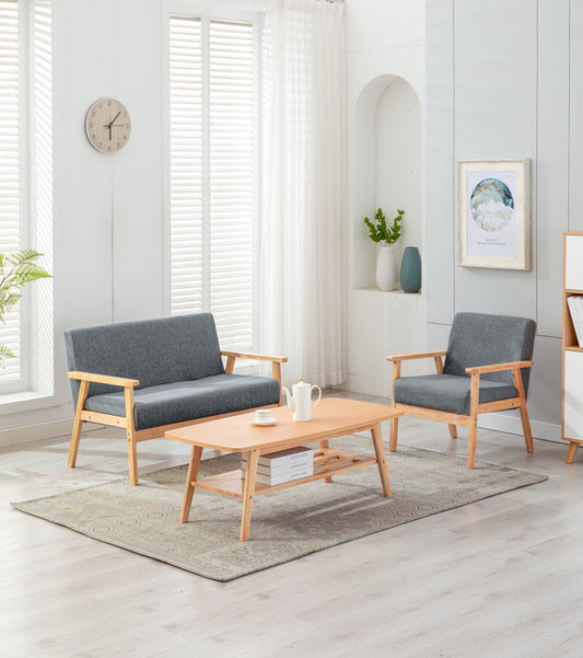 Seaside Gray Linen Living Room Furniture Set