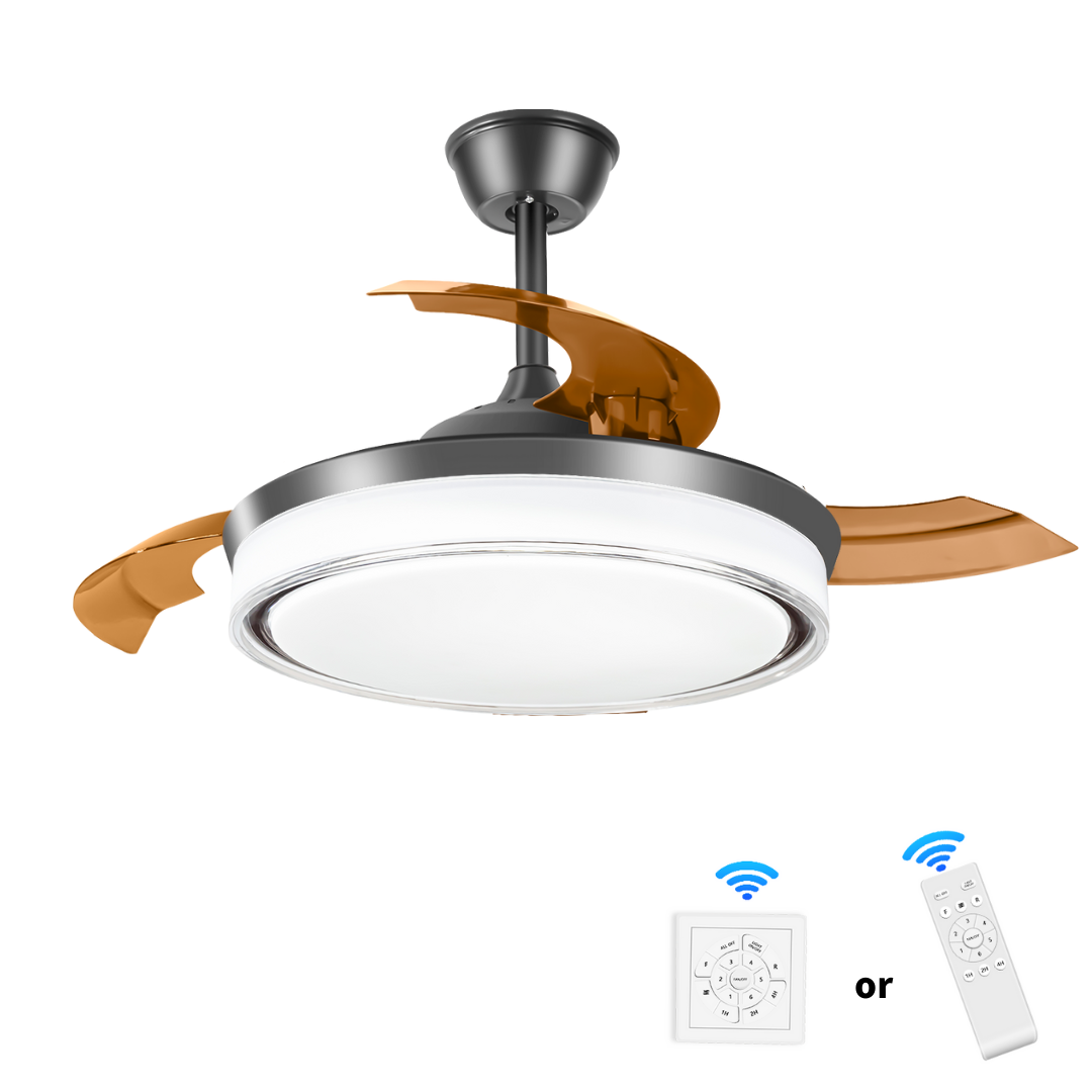 42 Inch Modern Fandelier Ceiling Fan with Remote Control and Dimmable LED Lights