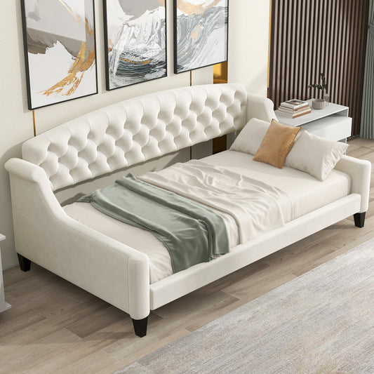 Modern Luxury Tufted Button Daybed,Twin,Beige(Expected Arrival Time:12.28)