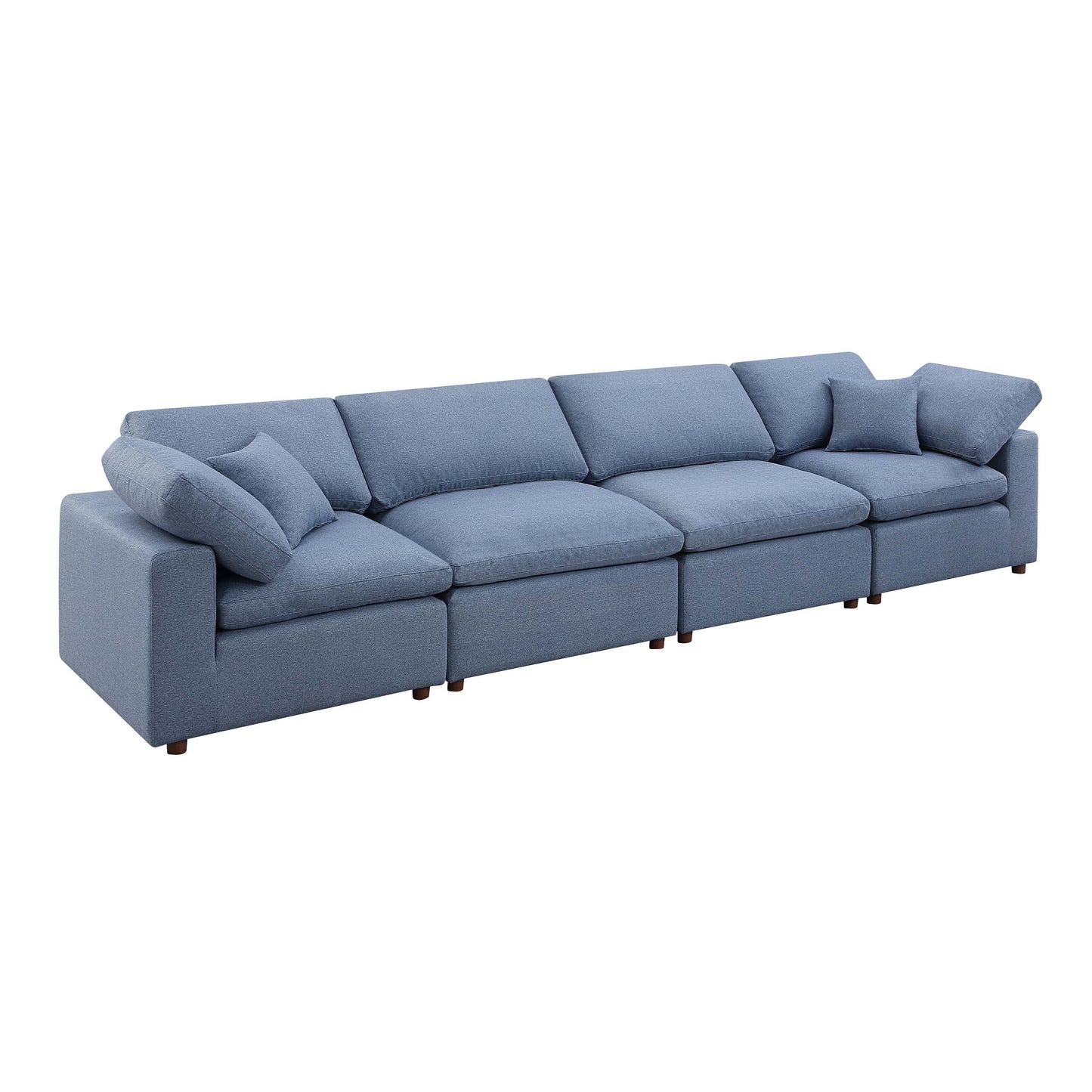 Blue Linen Modular Sectional Sofa Set with Self-Customization Design