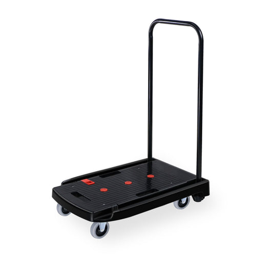330 lbs. Capacity Black Plastic Steel Body Foldable Platform Trolley Push Hand Cart