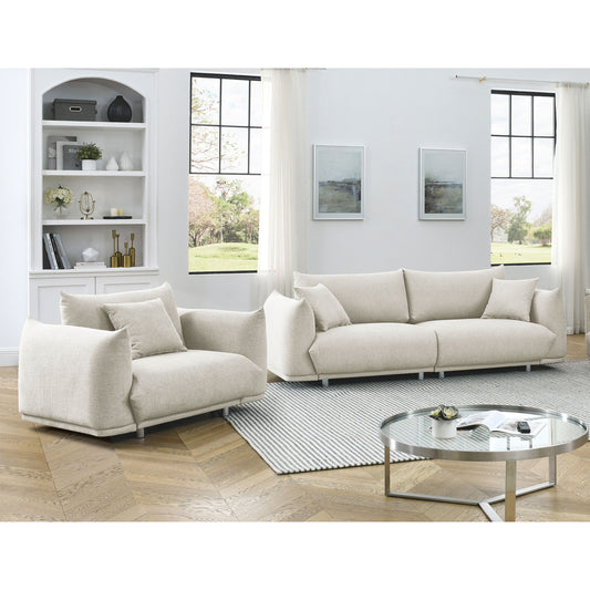 Modern 4-Piece Sofa Set with Solid Wood Frame and Metal Legs