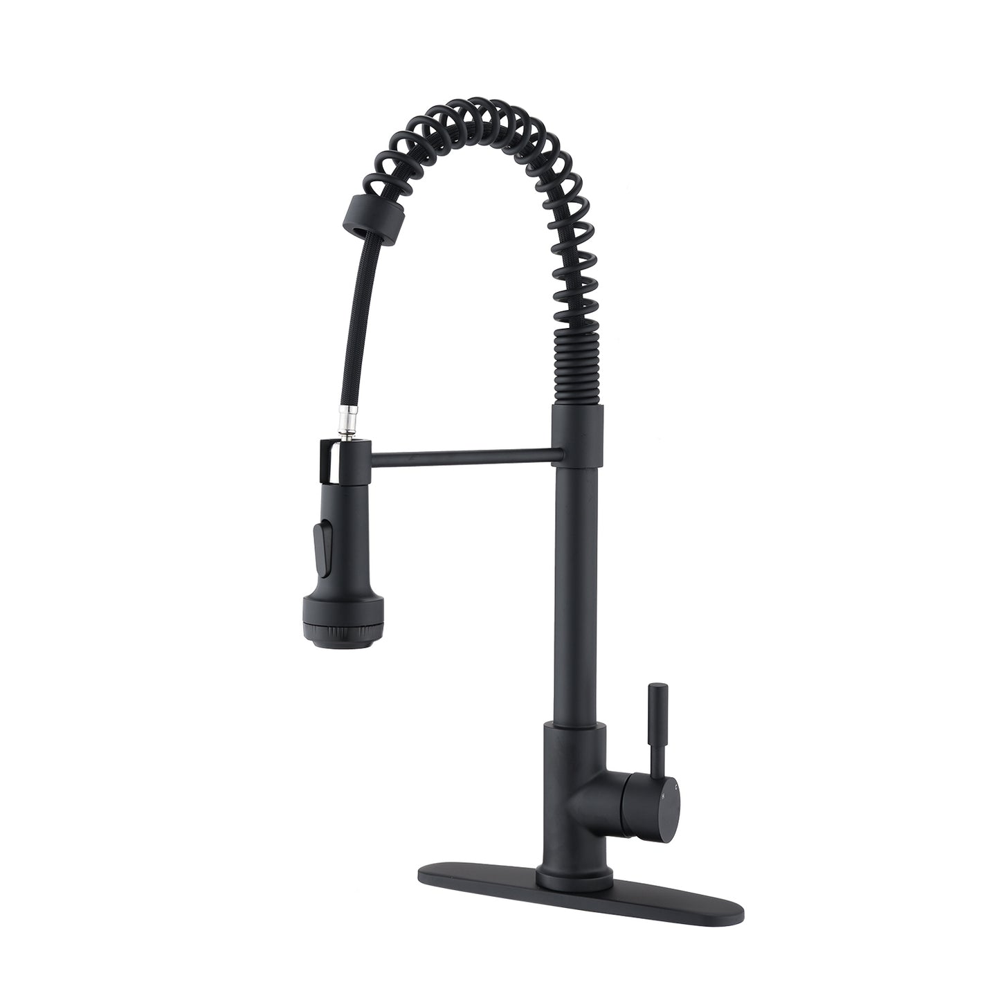 Single Handle Single Lever Pull Down Sprayer Spring Kitchen Sink Faucet Matte Black