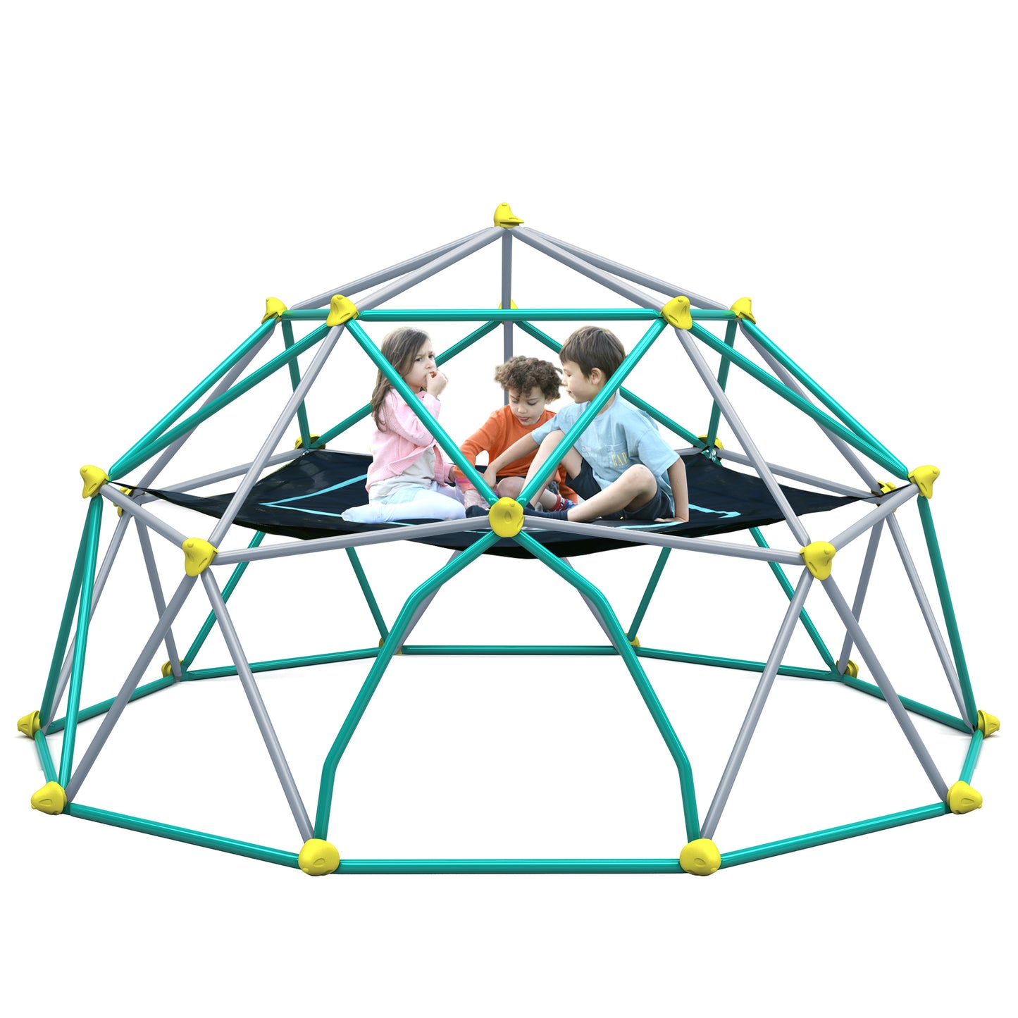 13ft Geometric Dome Climber Play Center with Hammock for Kids, Rust & UV Resistant Steel, Supporting 1000 LBS