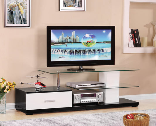 Ivana White and Black TV Stand - Modern Romance Style