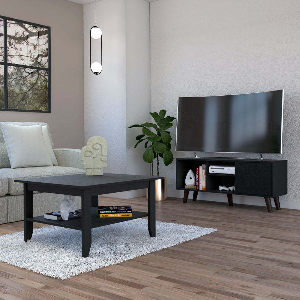 Atlanta 2 Piece Living Room Set with Mojito Coffee Table and Ontario TV Stand, Black