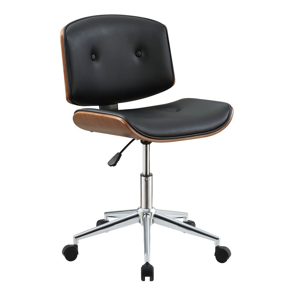 Camila Office Chair in Black PU & Walnut 92418