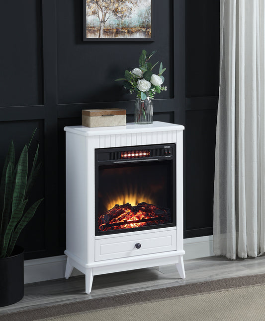 Hamish Electric Fireplace Table with White Finish