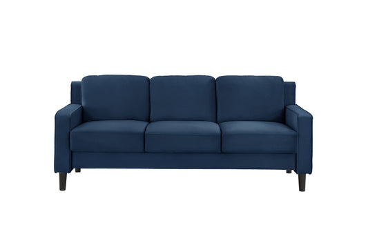 Blue Velvet 3-Seater Loveseat Sofa with High-Density Foam and Sturdy Frame