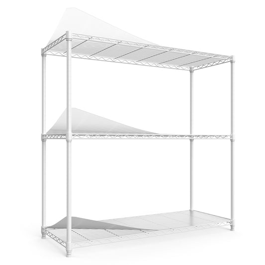 3 Tier Wire Shelving Unit, 1050 LBS NSF Height Adjustable Metal Garage Storage Shelves, Heavy Duty Storage Wire Rack Metal Shelves - White