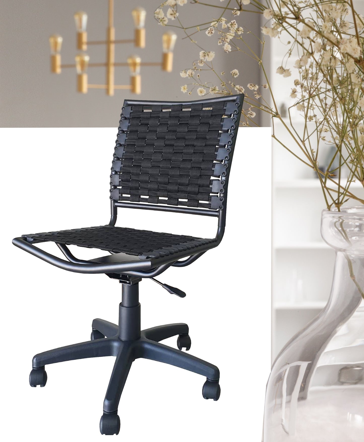 Bungee Task Office Chair Armless With Black Coating