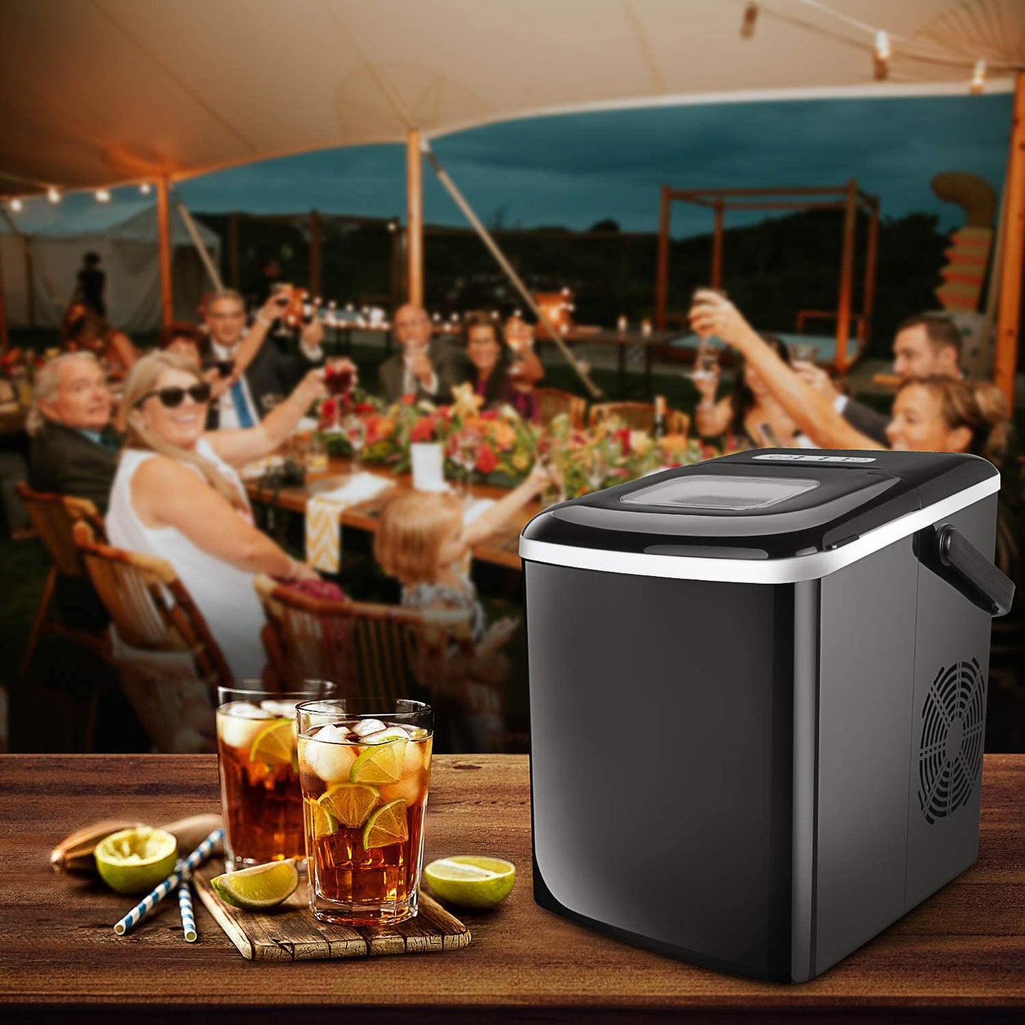 Rapid Ice Maker with Customizable Cube Sizes: 9 Cubes Ready in 9 Minutes/26lbs Daily