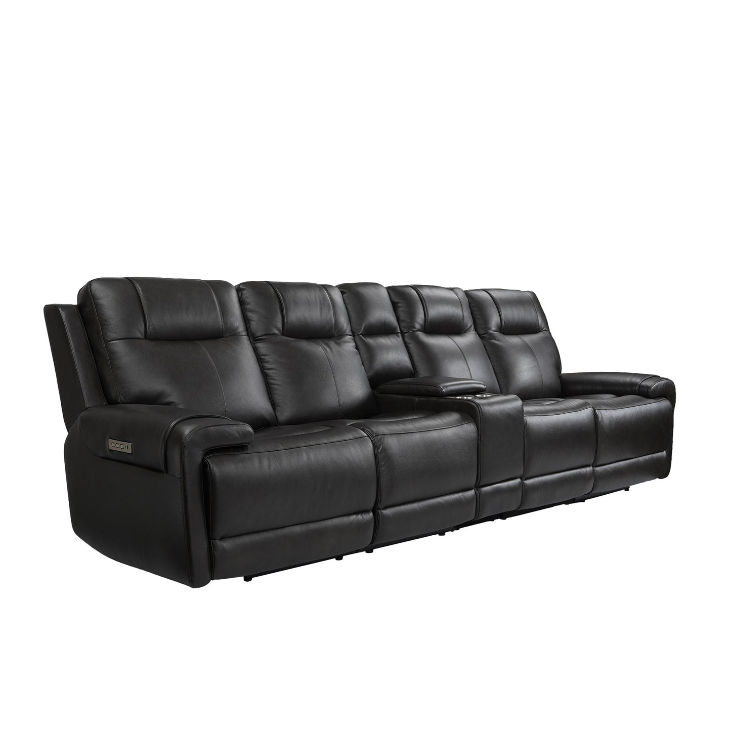 Trevor Triple 4 Seats Power Sofa With Console,Genuine Leather,Lumbar Support,Adjustable Headrest,USB & Type C Charge Port ,Middle Armless Chair are Stationary