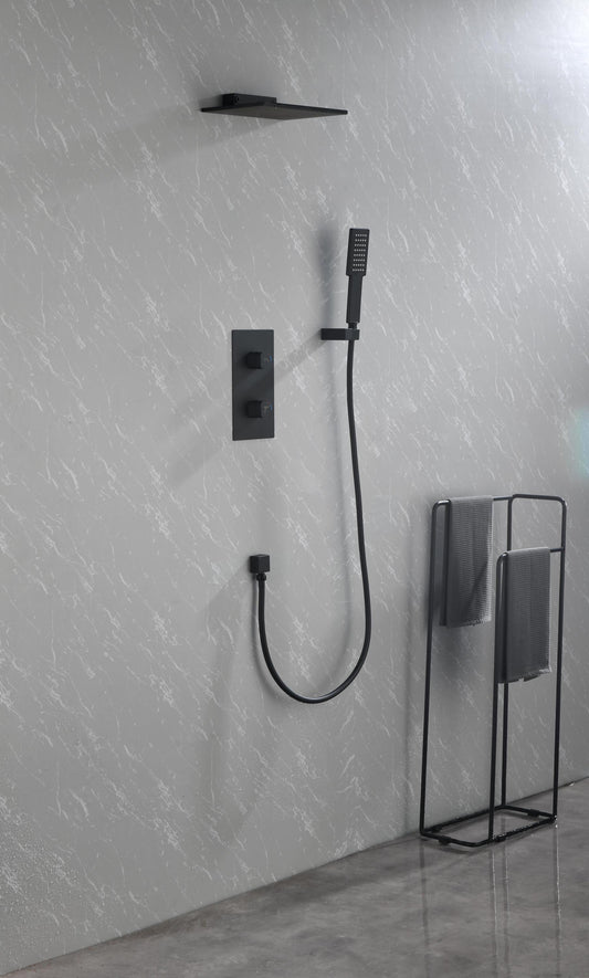 Waterfall Spout Wall Mount Shower System with Handheld Shower - Luxurious Bathroom Upgrade