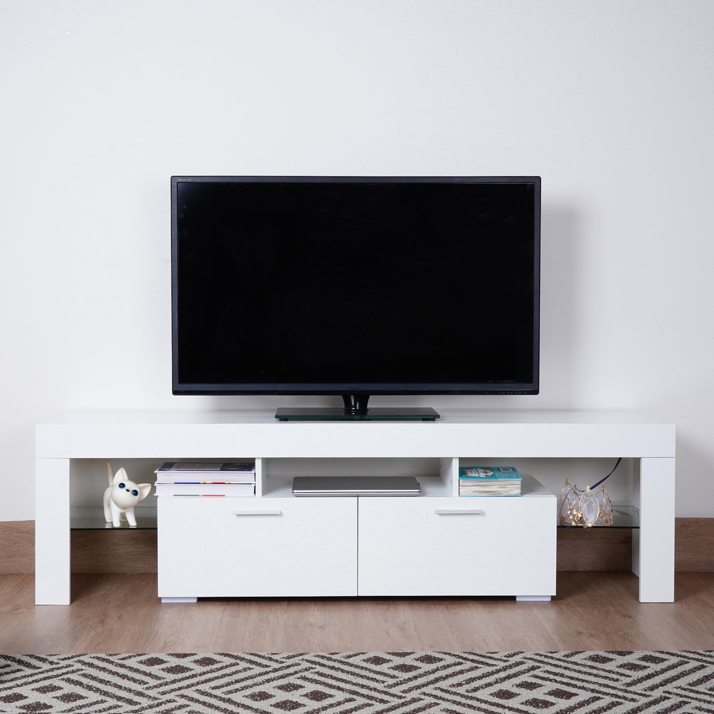 Elevate Your Entertainment Space with Modern High Gloss UV LED Lights TV Stand