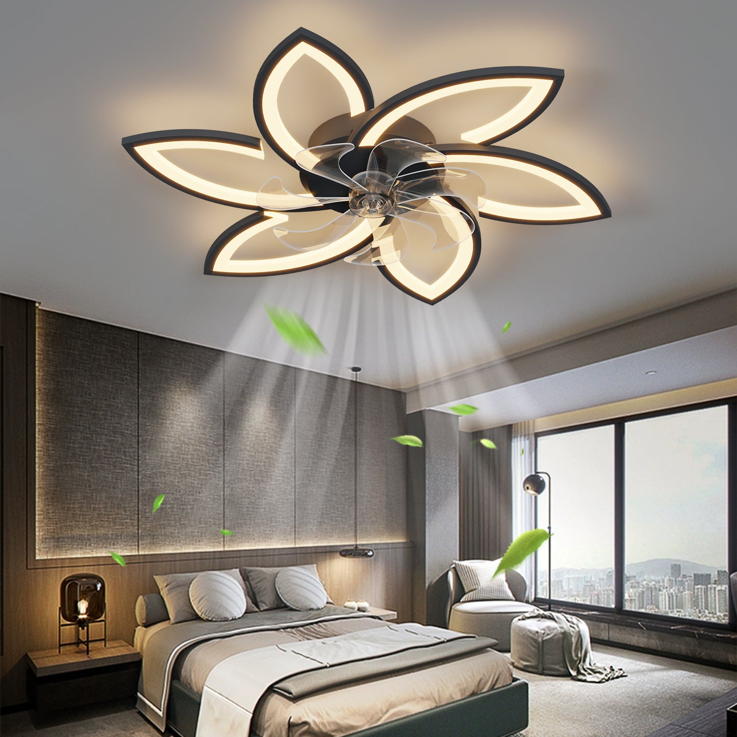 Modern 31-Inch Ceiling Fan with Dimmable LED Lights and Remote Control