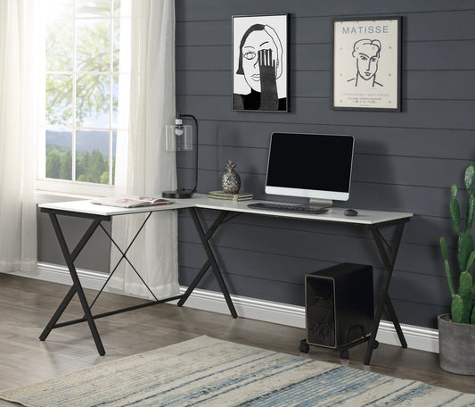 Sleek Black L-Shape Computer Desk - Dazenus OF00049