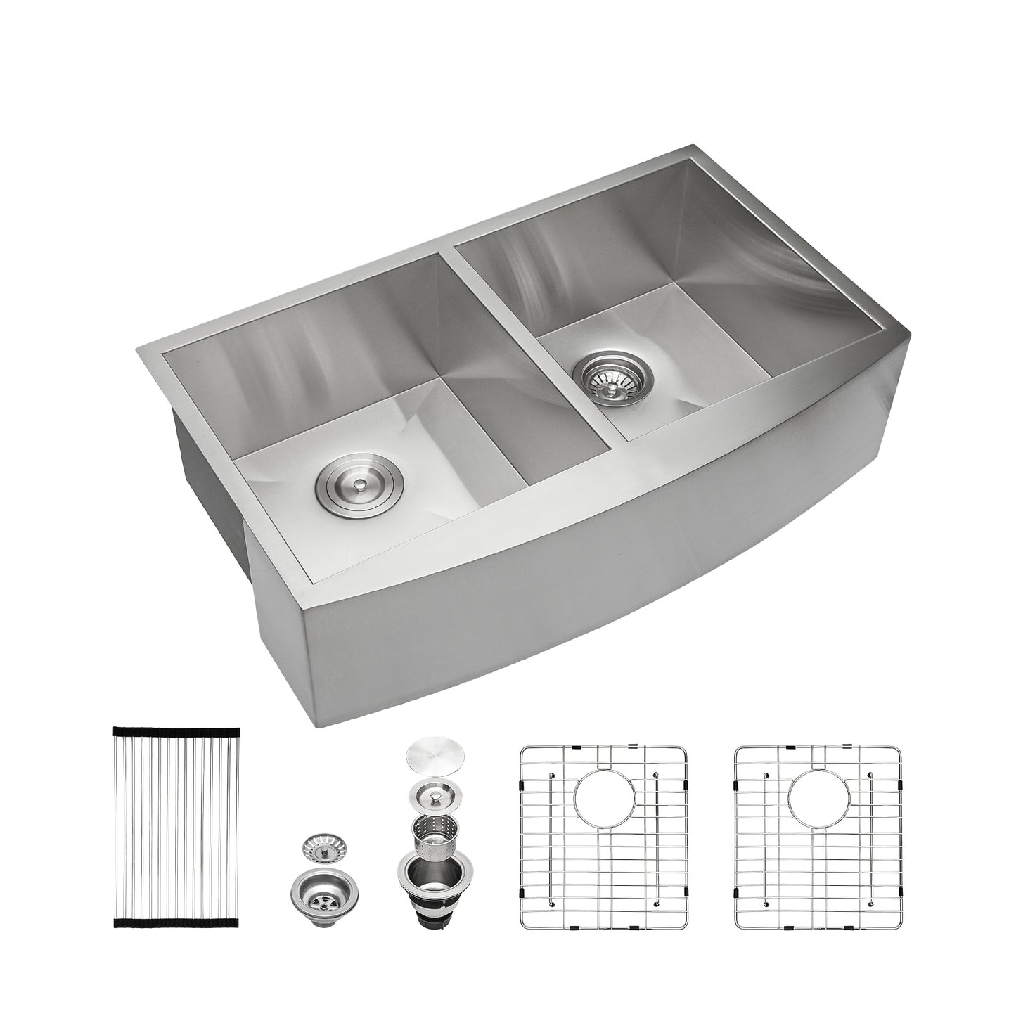 Premium Stainless Steel 36x20 Double Bowl Farmhouse Kitchen Sink