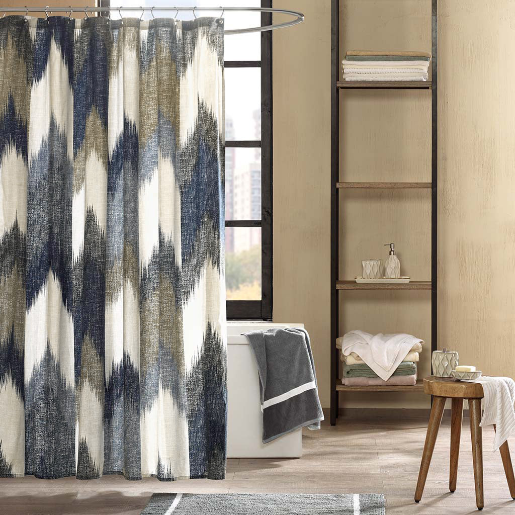 Innovative Zigzag Design Cotton Shower Curtain