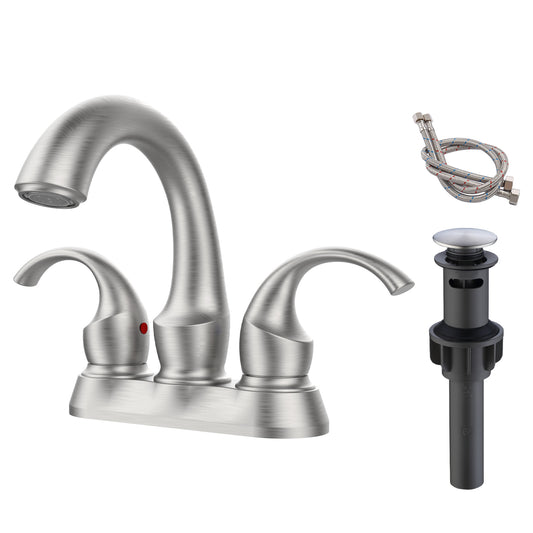 Elegant Swan Style Bathroom Faucet Set - Brushed Nickel with Water-Saving Aerator