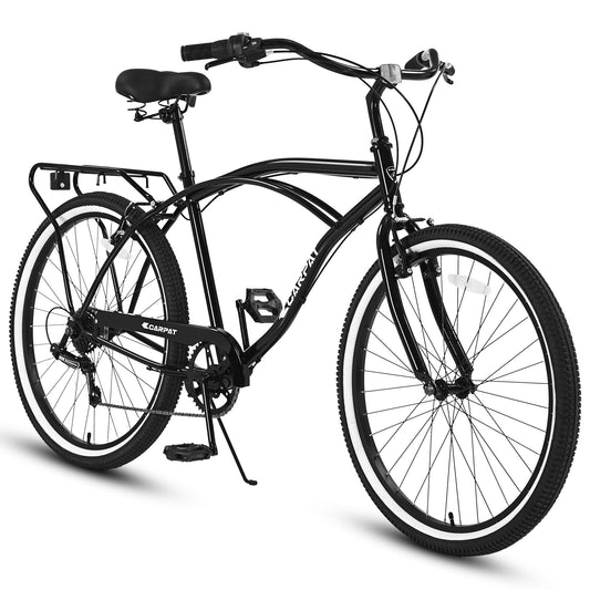 S26205 Adult Beach Cruiser Bike,7 Speed Bicycles, Multiple Colors,26" Inch Wheels, for Men and Women