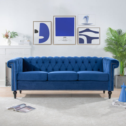 Classic 3-Seater Sofa with Removable Cushions and Traditional Square Arm