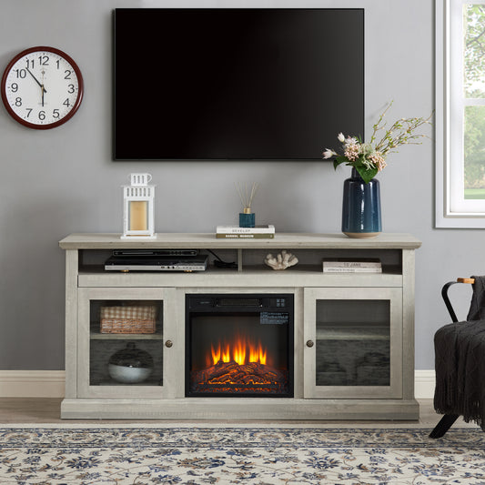 Contemporary Fireplace TV Stand with Ample Storage Space