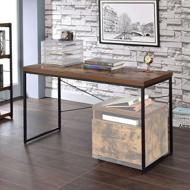 Industrial Weathered Oak and Black Writing Desk
